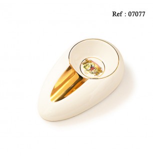 cigar ashtray ceramic white/gold for 1 cigare