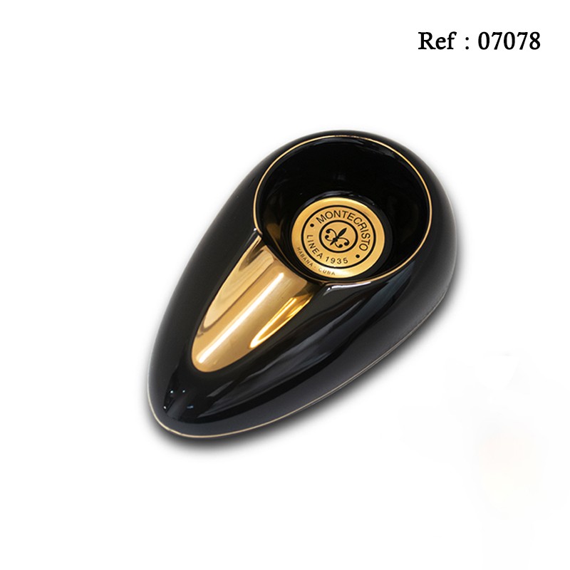 cigar ashtray ceramic black/gold for 1 cigare