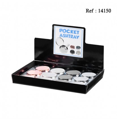 Pocket ashtray shiny Ø 5cm assorted per 12 pcs