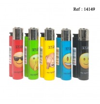 Briquet Pierre STAX flamme fixe avec cachette, Smiley, display de 40