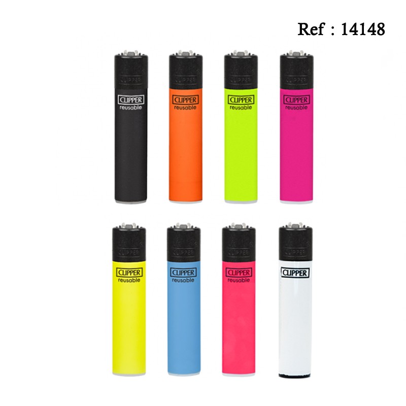 Briquet Pierre CLIPPER rechargeable 8 coloris ass, display de 48