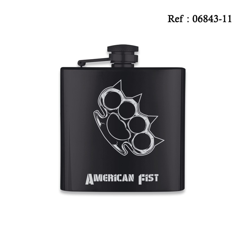 Flasque 180 ML Noire Mat 6 Oz Imprimé American Fist