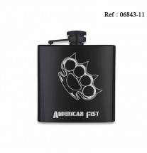 Flasque 180 ML Noire Mat 6 Oz Imprimé American Fist