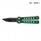 Couteau Papillon 5 cm Vert, lame noire