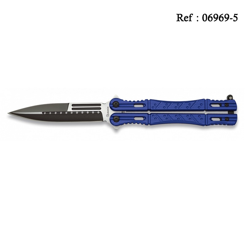 Knife 9.5 cm Blue with black strip