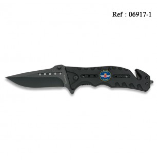 Couteau Tactique Noir 8 cm avec Ecusson EJERCITO DELAIRE, avec clip