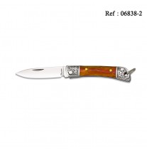 Couteau 5 cm, manche Orange/Chromé, avec anneau porte clés