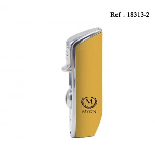 Briquet MYON Triple Jet Jaune, avec emporte pièce