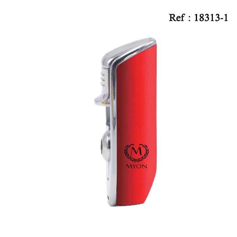 Briquet MYON Triple Jet Rouge, avec emporte pièce