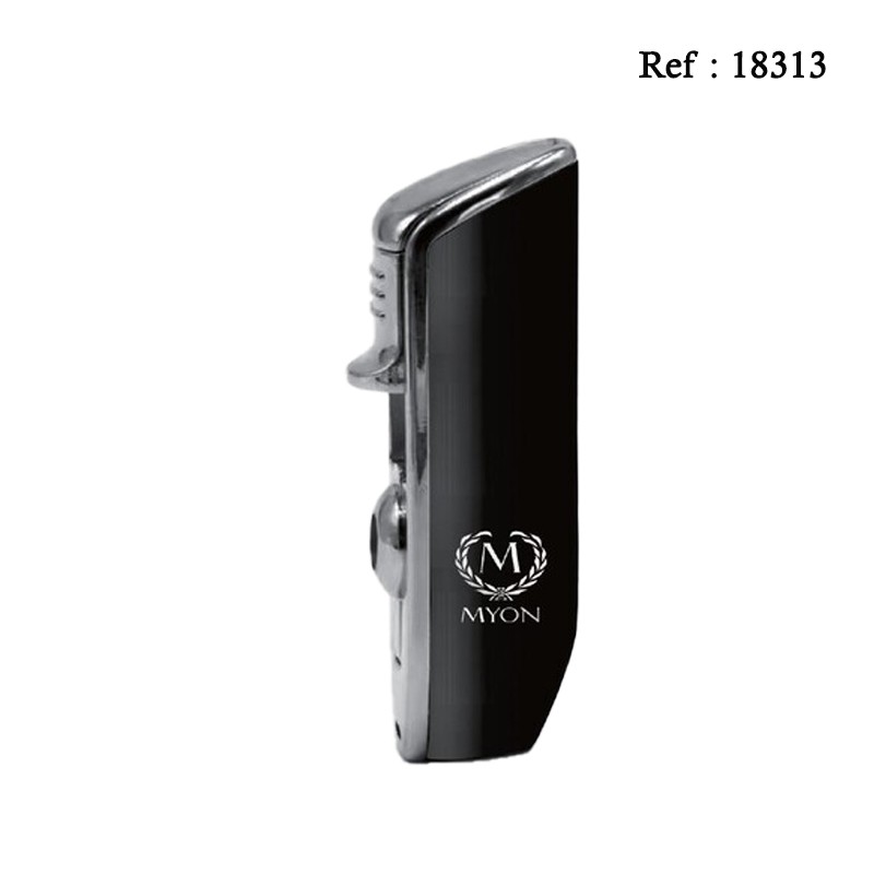 Briquet MYON Triple Jet Noir, avec emporte pièce