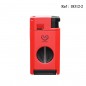 Briquet MYON Double Jet Rouge avec coupe cigare lame V et emporte pièce