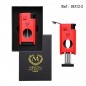 Briquet MYON Double Jet Rouge avec coupe cigare lame V et emporte pièce