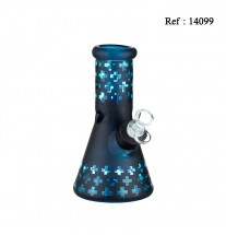 Bang 20 cm en verre Noir Mat/Bleu Ø 4cm, avec 2 chillum