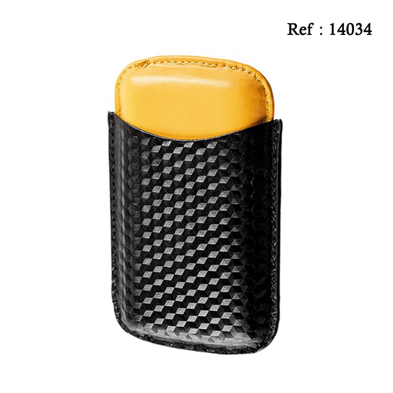 Cigar case 3 Cigar leather yellow/black