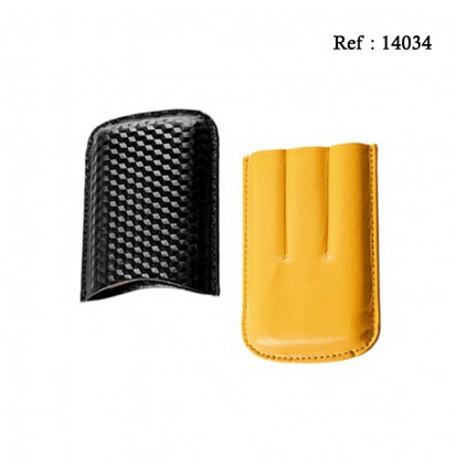 Cigar case 3 Cigar leather yellow/black