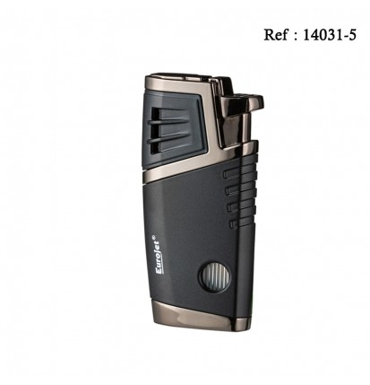 Eurojet lighter Double Jet black/gun with cigar punch