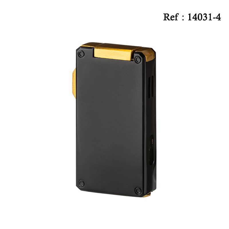 Eurojet lighter Double Jet black/gold with cigar punch