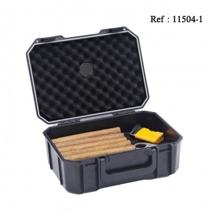 travel humidor black with hygrometer, 25cigars