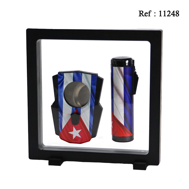 Set Briquet Triple jet + Coupe cigares pince décor CUBA