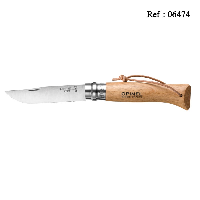 Couteau OPINEL N.08 Baroudeur Inox, 8.5 cm, boîte de 6