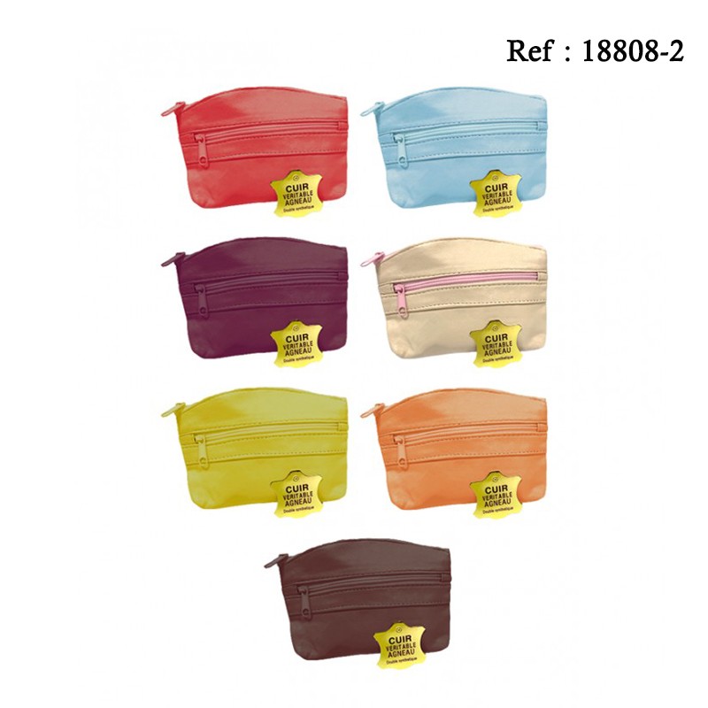 Porte Monnaie Cuir fermeture zippée Coloris assortis par 12 pcs