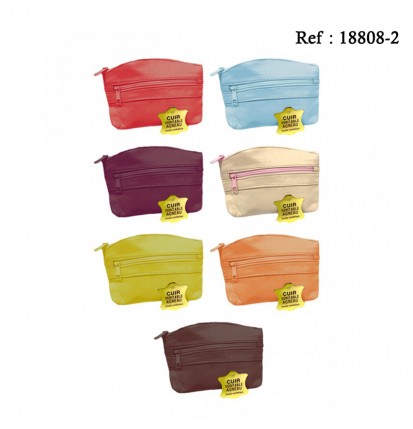 Leather wallet with zip fastening Assorted colours