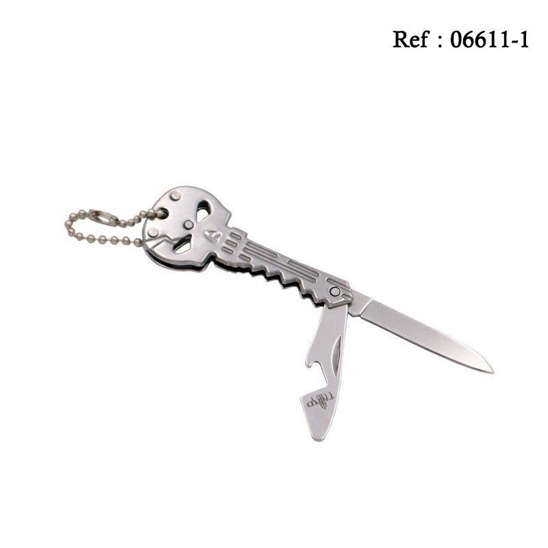 Couteau Clé THIRD Tête de Mort 6cm, Inox