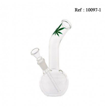 Glass Bong Small Green Leaf 16 cm, Ø 24 mm