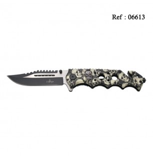 Knife THIRD Skull 9cm with clip