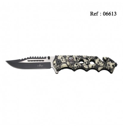 Knife THIRD Skull 9cm with clip