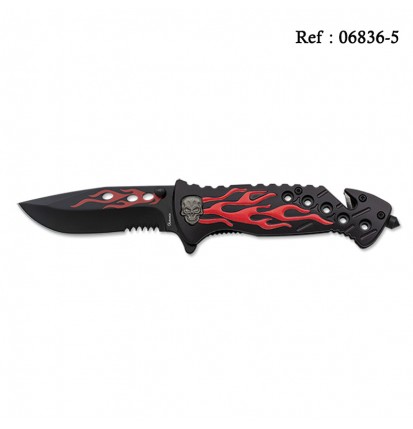 Knife Death Head Moth Alu Black/Red 8.5 cm