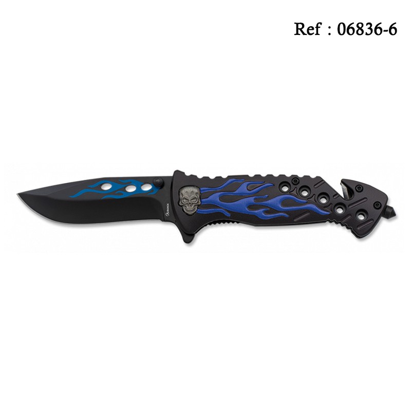 Knife Death Head Moth Alu Black/Blue  8.5 cm