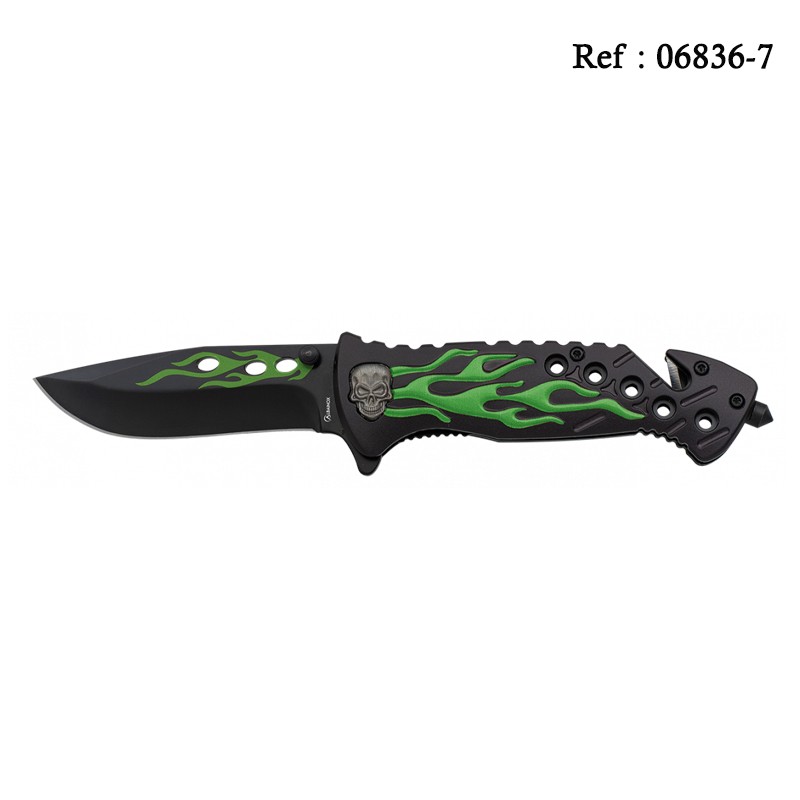 Knife Death Head Moth Alu Black/Green  8.5 cm