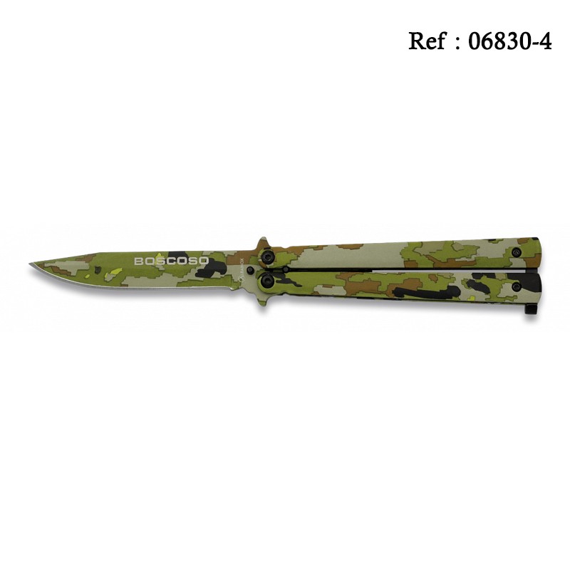 Couteau Papillon 10 cm Camo Boisé