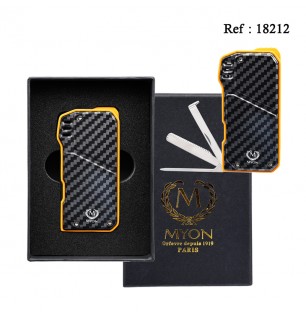 Myon Yellow Carbon Softflame Pipe lighter with pipe tools refillable