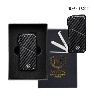 Myon Black Carbon Softflame Pipe lighter with pipe tools refillable