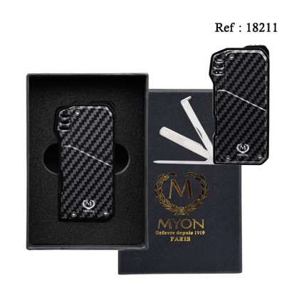 Briquet MYON Pipe Noir Carbone