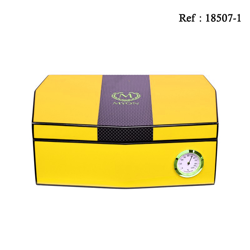 MYON Humidor Yellow Carbon for 10 cigars 245 x 160 x 85 mm