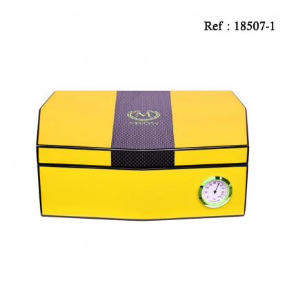 MYON Humidor Yellow Carbon for 10 cigars 245 x 160 x 85 mm