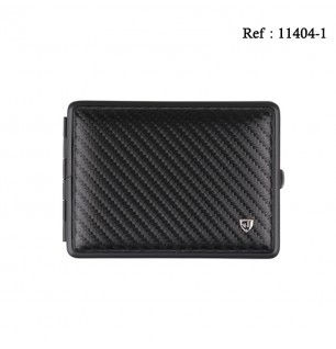 Cigarette case soft leather Black carbon, for 18 cigarettes