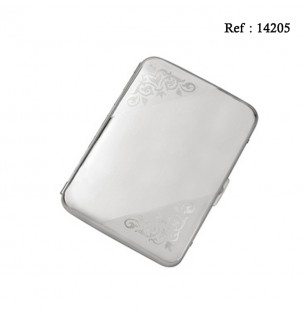 Cigarette case for 10 pcs 85 mm Chrome brushed with clip