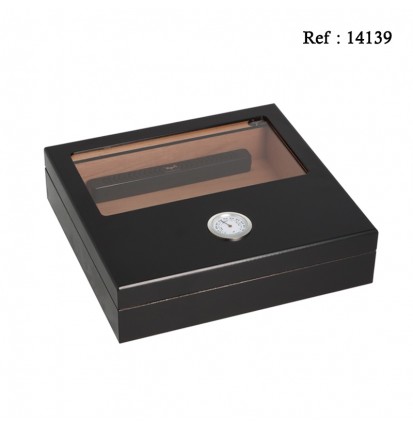 Humidor Black Matte 228 x 218 x 58 mm with window