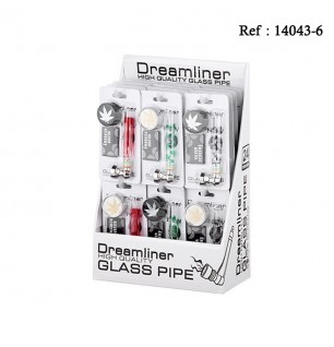 Dreamliner glass pipe 11 cm with accessories en blister ass. per 24