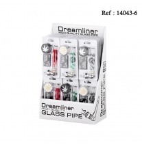 Pipe en verre 11 cm Dreamliner +accessoires en blister, display de 24