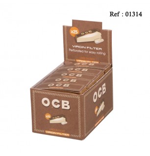 Filtres OCB Virgin papier cigarettes, display de 25 carnets de 50 pcs