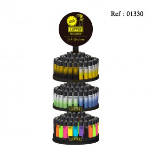 CLIPPER Mini Lighter assorted FLUO, RAINBOW, display of 144 pcs