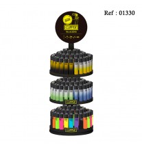 Briquet Mini CLIPPER assortis Fluo, Rainbow, présentoir de 144 pcs