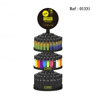 CLIPPER Mini Lighter assorted BLACK,FLUO, RAINBOW, display of 144 pcs