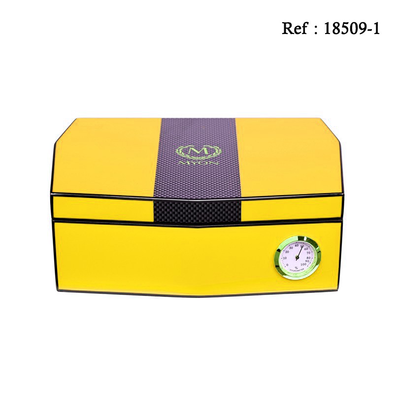 MYON Humidor Yellow Carbon for 10 cigars 245 x 160 x 85 mm