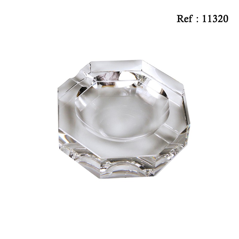 Cendrier à cigares en verre cristal octogonal, Ø 15 cm, hauteur 4 cm